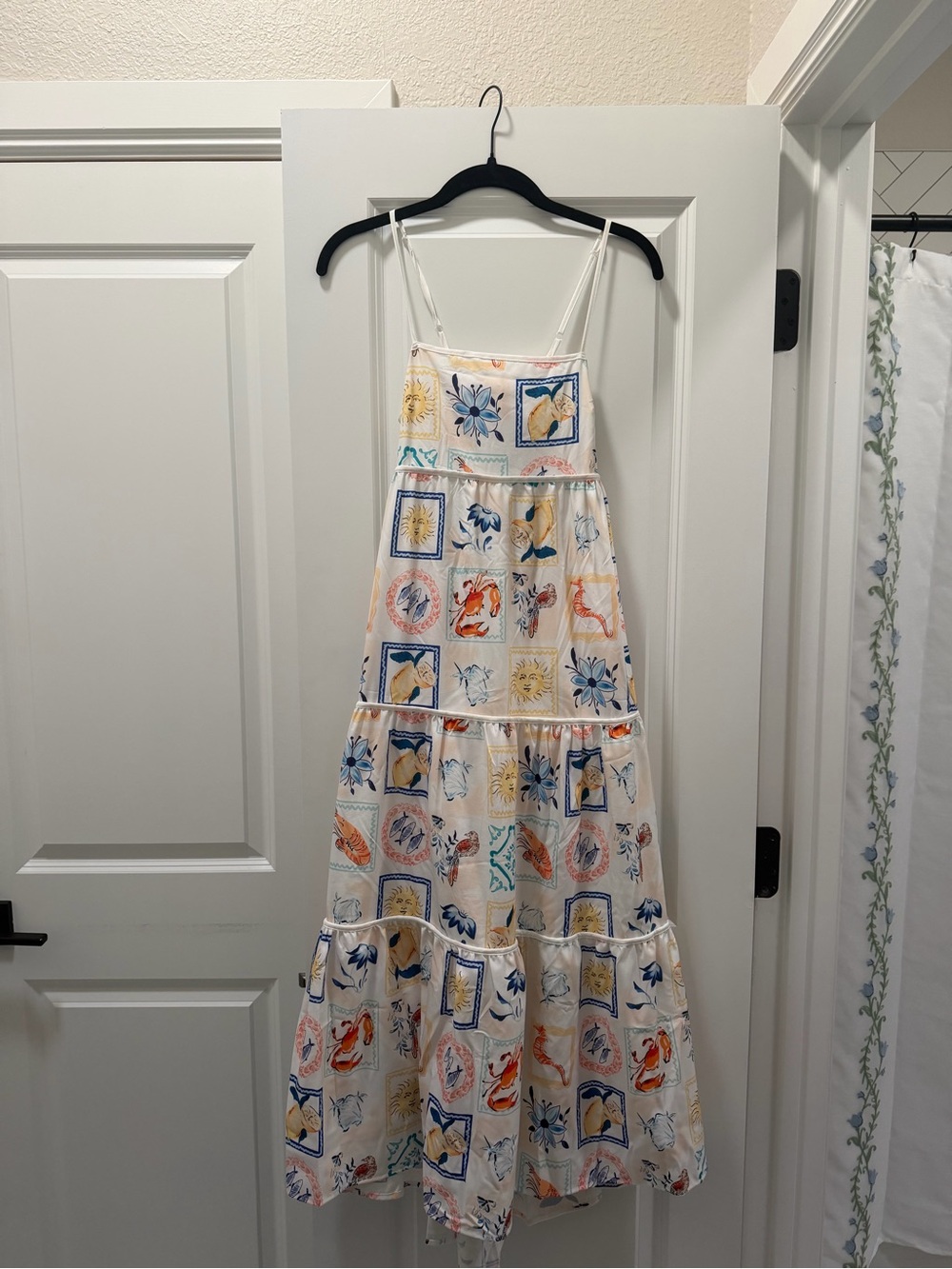 Amazon White Maxi Sundress with Colorful Summer Print